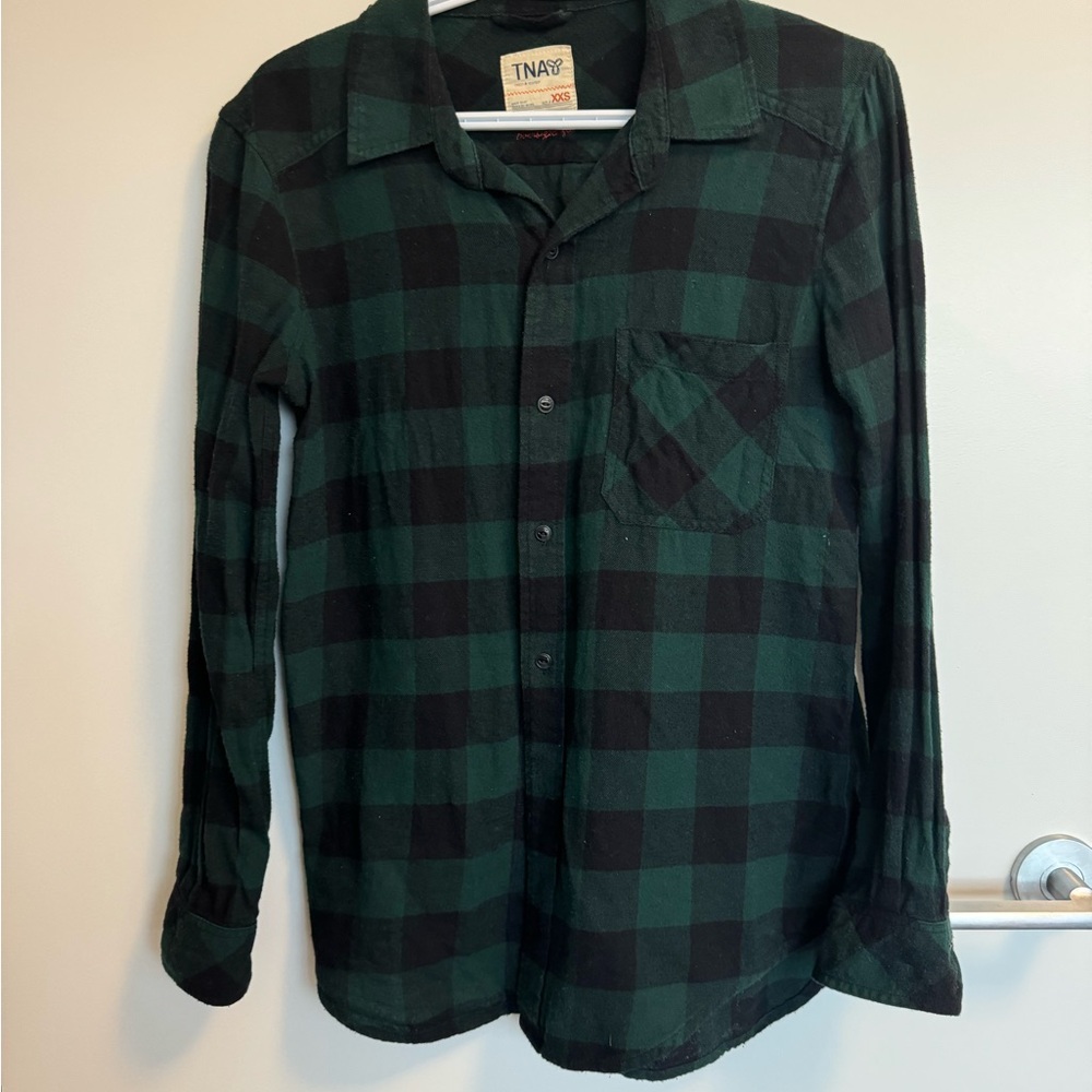 TNA Women’s Casual Green and Black Check Shirt